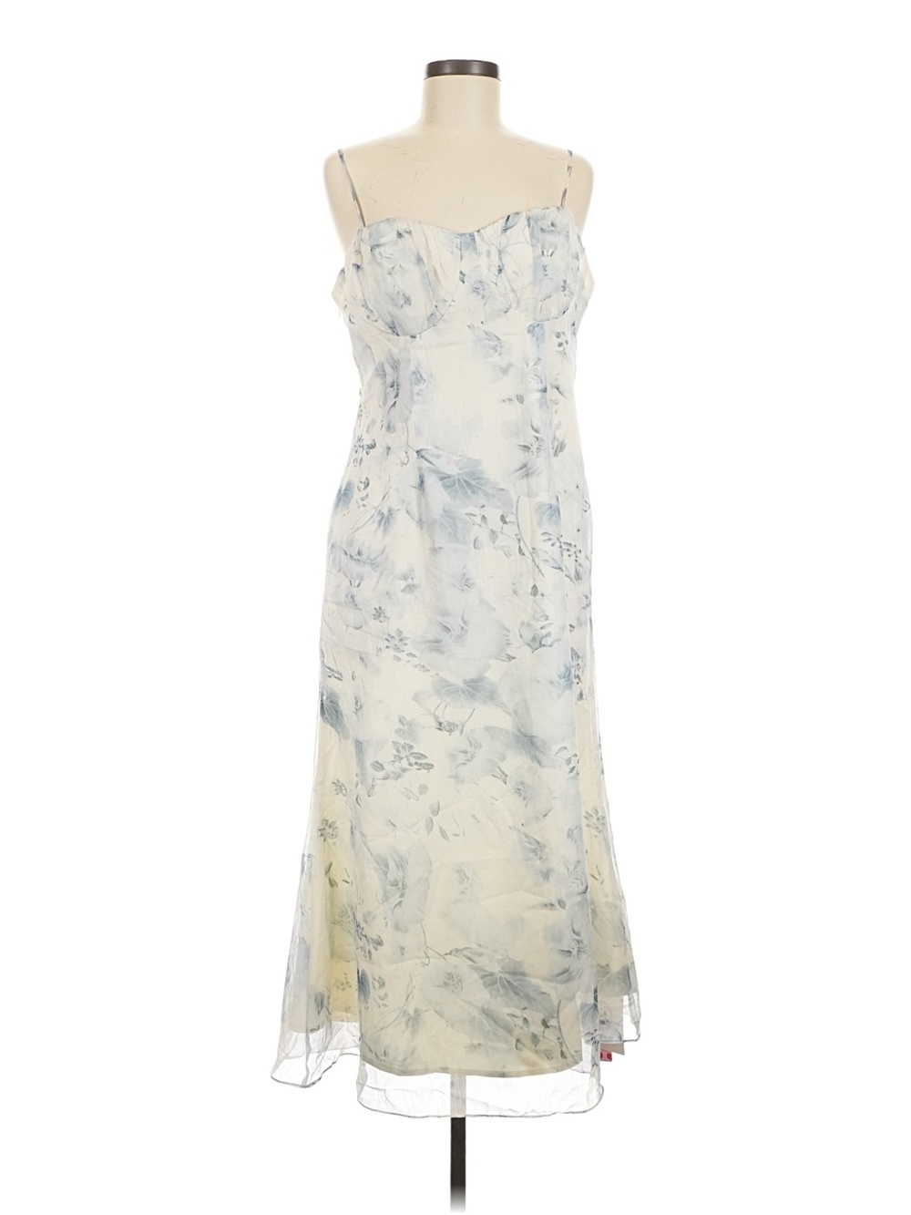 NWT Cider XL Light Blue and Cream Floral Spaghetti-Strap Dress